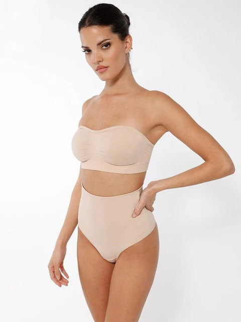 CurvyPower | UK Bras Seamless Bandeau Strapless Brassiere Non Wired push up Bra with Removable Pads