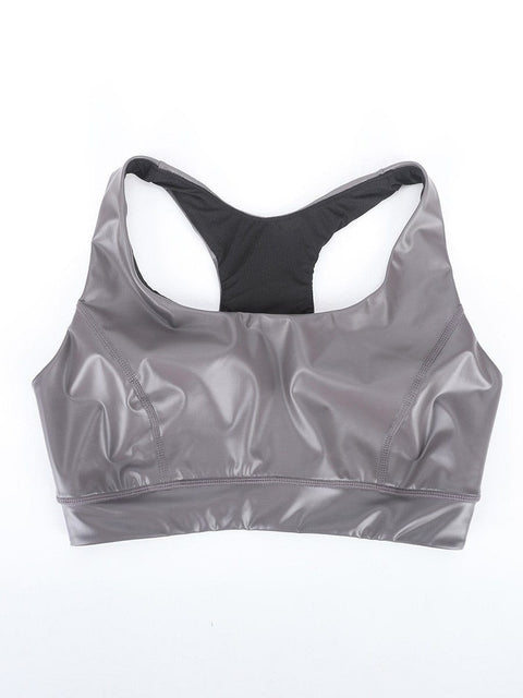 CurvyPower | UK Bras Silver Film Shaping Sauna Sports Bra with Removable Cups