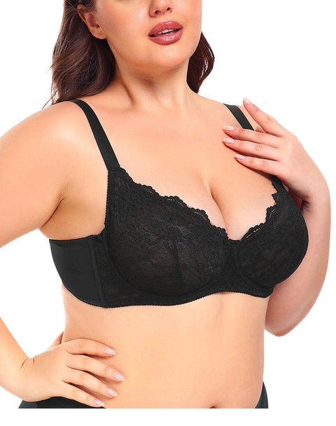 CurvyPower | UK Bras Ultra Thin Lace Push Up Bra with Ring Steel