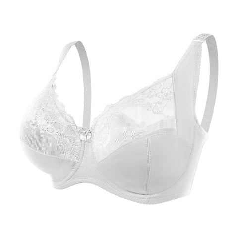 CurvyPower | UK Bras White / 42/95FG Plus Size Lace Women's Bra with Steel Ring