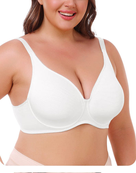 CurvyPower | UK Bras White / S Women Plus Size Wireless Sports Bra with Built-In Skeleton