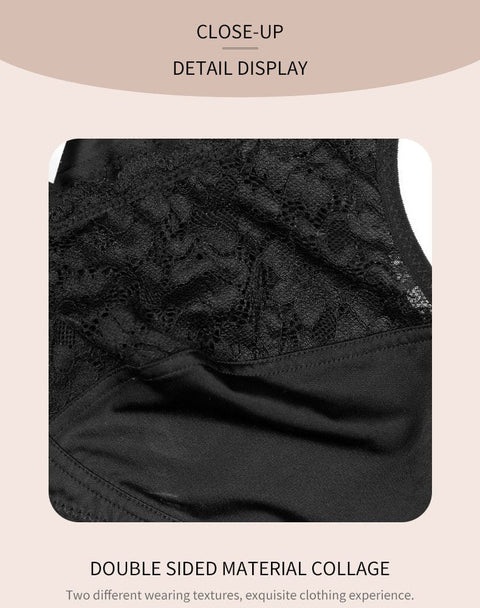 CurvyPower | UK Bras Wireless Lace Front Closure Plus Size Push Up Bra