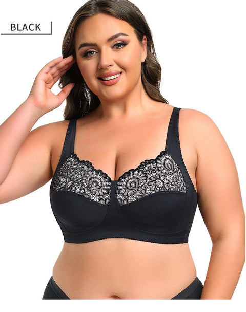 CurvyPower | UK Bras Wireless Lace Plus Size Support Push Up Bra