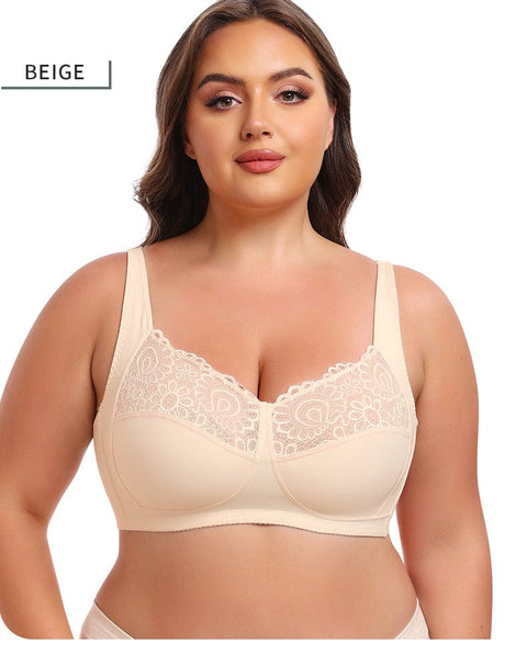 CurvyPower | UK Bras Wireless Lace Plus Size Support Push Up Bra