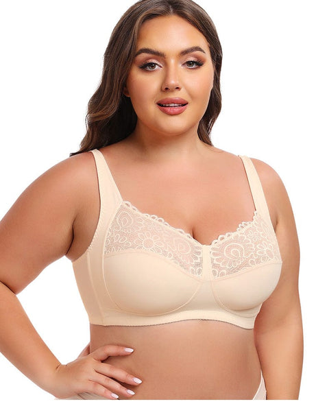 CurvyPower | UK Bras Wireless Lace Plus Size Support Push Up Bra