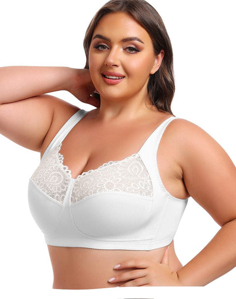 CurvyPower | UK Bras Wireless Lace Plus Size Support Push Up Bra