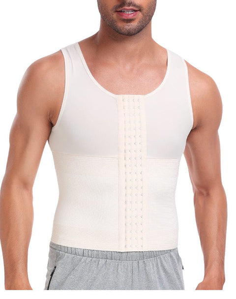 CurvyPower | UK Compression Shirt Men Tummy Control Compression Shirt Tank Top with Hook and Eye Closure