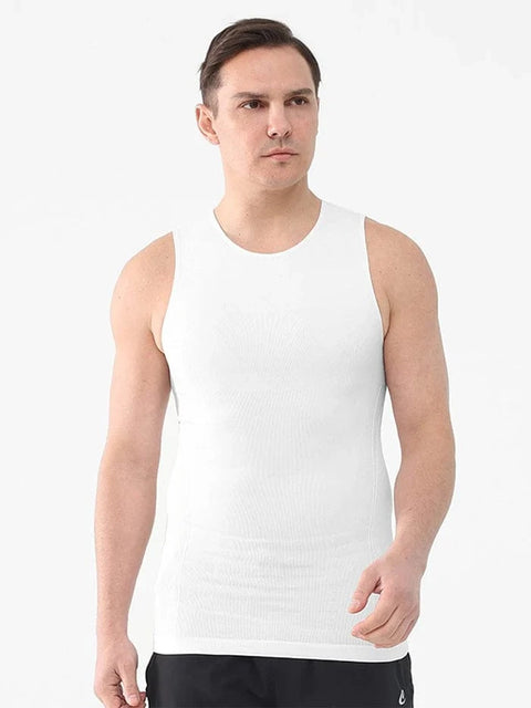 CurvyPower | UK Compression Shirt White / S Men's Tummy Control Tank Top Shaping Compression Shirt