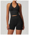 CurvyPower | UK Crop Top Advanced Black / S Seamless Backless Halter Neck Fitness Shaping Crop Top