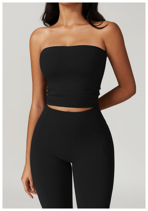 CurvyPower | UK Crop Top Advanced Black / S Seamless Strapless Quick-Dry Shaping Tube Top for Women