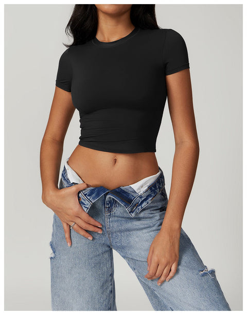 CurvyPower | UK Crop Top Advanced Black / S Women's Quick Dry Workout Shaping Crop Top