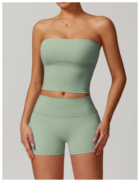 CurvyPower | UK Crop Top Basil Green / S Seamless Strapless Quick-Dry Shaping Tube Top for Women