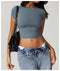 CurvyPower | UK Crop Top Blue Gray / S Women's Quick Dry Workout Shaping Crop Top