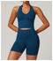 CurvyPower | UK Crop Top Blue / S Seamless Backless Halter Neck Fitness Shaping Crop Top