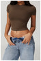 CurvyPower | UK Crop Top Brown / S Women's Quick Dry Workout Shaping Crop Top