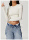 CurvyPower | UK Crop Top Cream Apricot / S Women Seamless Long Sleeve Yoga Shaping Crop Top