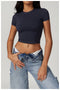 CurvyPower | UK Crop Top Iron Gray / S Women's Quick Dry Workout Shaping Crop Top