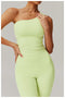 CurvyPower | UK Crop Top One Shoulder Workout Shaping Crop Top with Removable Chest Pads