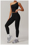 CurvyPower | UK Crop Top One Shoulder Workout Shaping Crop Top with Removable Chest Pads