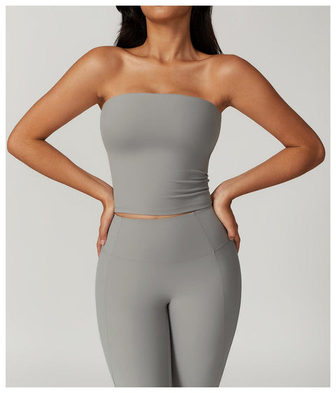 CurvyPower | UK Crop Top Rhino Gray / S Seamless Strapless Quick-Dry Shaping Tube Top for Women