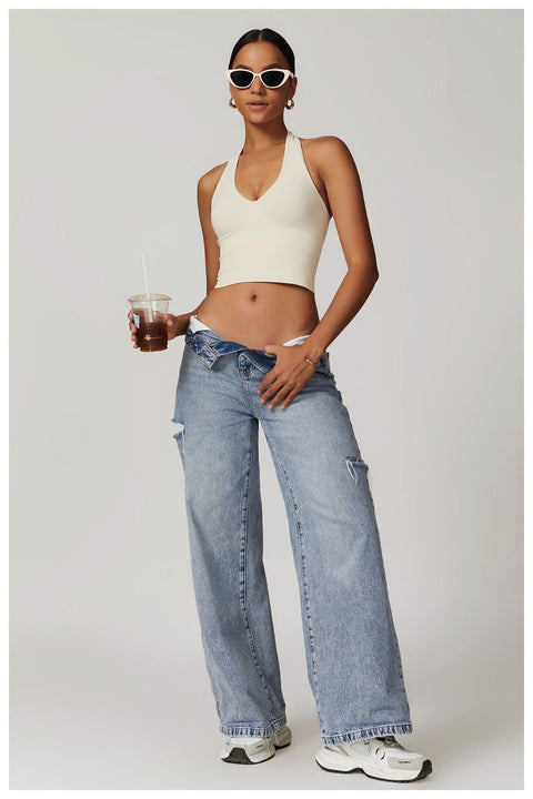 CurvyPower | UK Crop Top Seamless Backless Halter Neck Fitness Shaping Crop Top