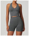 CurvyPower | UK Crop Top Seamless Backless Halter Neck Fitness Shaping Crop Top