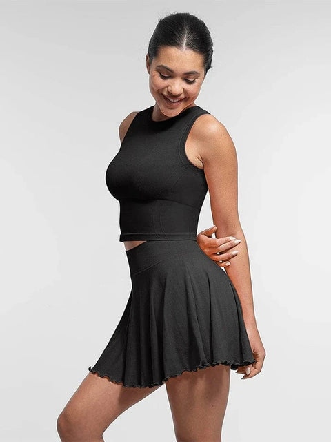 CurvyPower | UK Crop Top Seamless Supportive Sport Yoga Active Wear Crop Top with Built-In Bra & Adjustable Cups