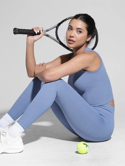 CurvyPower | UK Crop Top Seamless Supportive Sport Yoga Active Wear Crop Top with Built-In Bra & Adjustable Cups