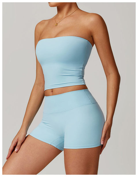 CurvyPower | UK Crop Top Sky Blue / S Seamless Strapless Quick-Dry Shaping Tube Top for Women