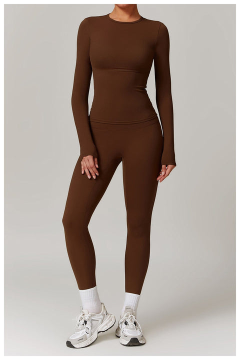 CurvyPower | UK Crop Top Women's Long-Sleeve Round Neck Yoga and Fitness Shaping Top