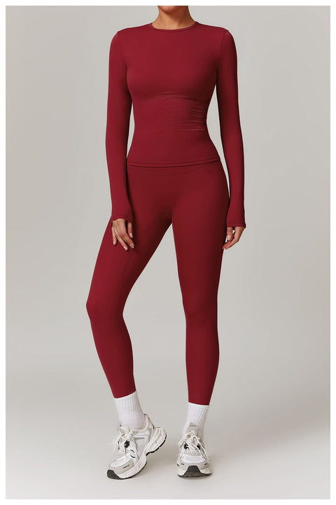 CurvyPower | UK Crop Top Women's Long-Sleeve Round Neck Yoga and Fitness Shaping Top