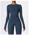 CurvyPower | UK Crop Top Women's Long-Sleeve Round Neck Yoga and Fitness Shaping Top