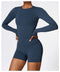 CurvyPower | UK Crop Top Women's Long-Sleeve Round Neck Yoga and Fitness Shaping Top
