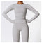 CurvyPower | UK Crop Top Women's Long-Sleeve Round Neck Yoga and Fitness Shaping Top