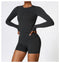 CurvyPower | UK Crop Top Women's Long-Sleeve Round Neck Yoga and Fitness Shaping Top