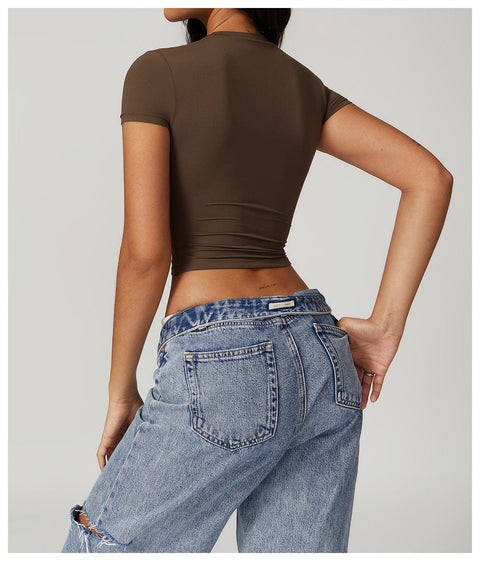 CurvyPower | UK Crop Top Women's Quick Dry Workout Shaping Crop Top