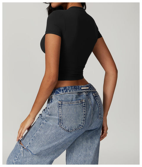 CurvyPower | UK Crop Top Women's Quick Dry Workout Shaping Crop Top