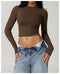 CurvyPower | UK Crop Top Women Seamless Long Sleeve Yoga Shaping Crop Top