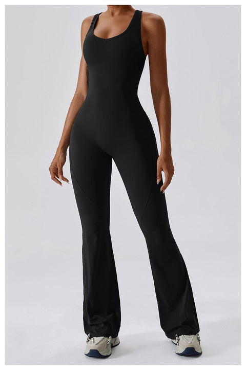 CurvyPower | UK Jumpsuit Advanced Black / S Backless Flared Tummy Control Shaping Jumpsuit For Women