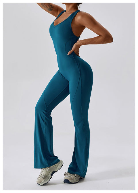 CurvyPower | UK Jumpsuit Backless Flared Tummy Control Shaping Jumpsuit For Women