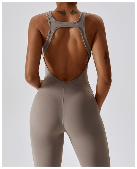 CurvyPower | UK Jumpsuit Backless Flared Tummy Control Shaping Jumpsuit For Women