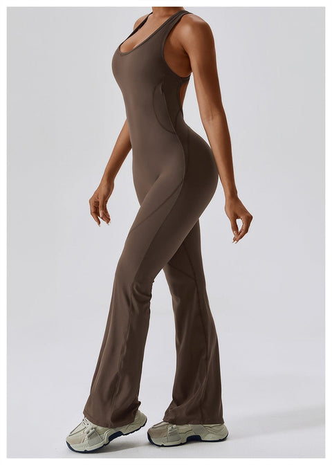CurvyPower | UK Jumpsuit Backless Flared Tummy Control Shaping Jumpsuit For Women