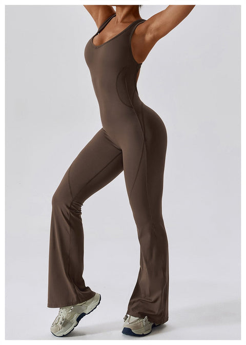 CurvyPower | UK Jumpsuit Backless Flared Tummy Control Shaping Jumpsuit For Women