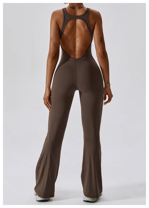 CurvyPower | UK Jumpsuit Backless Flared Tummy Control Shaping Jumpsuit For Women