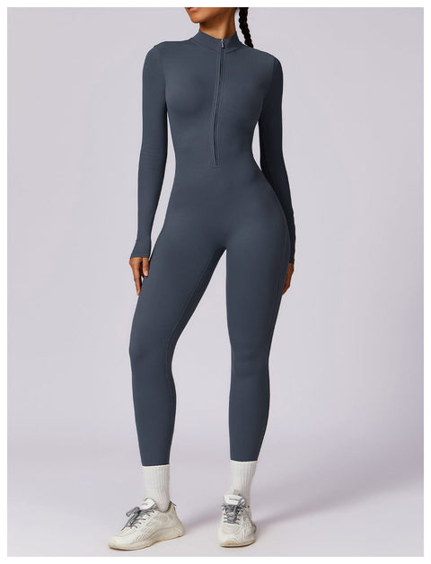 CurvyPower | UK Jumpsuit Dark Blue / S Front Zippered Full Shaping Fitness Jumpsuit