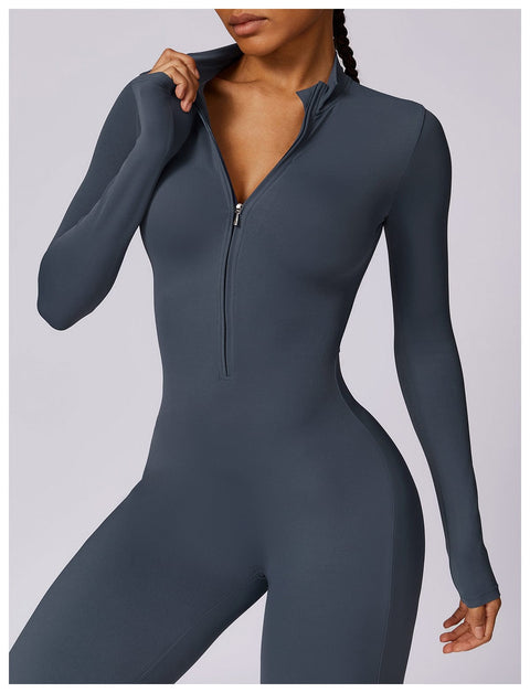 CurvyPower | UK Jumpsuit Front Zippered Full Shaping Fitness Jumpsuit