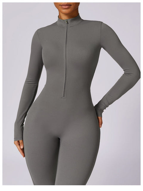 CurvyPower | UK Jumpsuit Front Zippered Full Shaping Fitness Jumpsuit