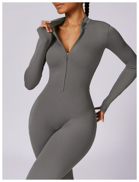 CurvyPower | UK Jumpsuit Front Zippered Full Shaping Fitness Jumpsuit