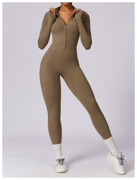 CurvyPower | UK Jumpsuit Front Zippered Full Shaping Fitness Jumpsuit