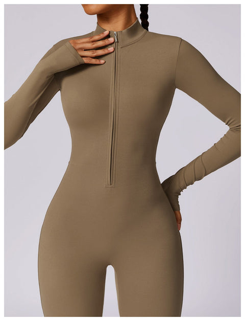 CurvyPower | UK Jumpsuit Front Zippered Full Shaping Fitness Jumpsuit